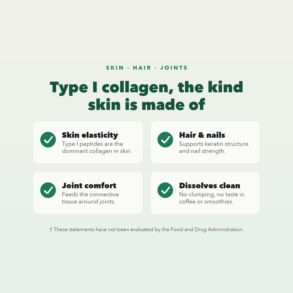 Benefits: skin elasticity, hair and nails, joint comfort, dissolves clean