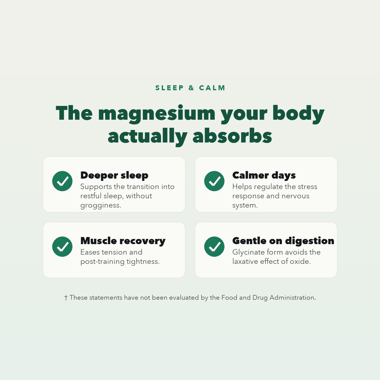 Benefits: deeper sleep, calmer days, muscle recovery, gentle on digestion